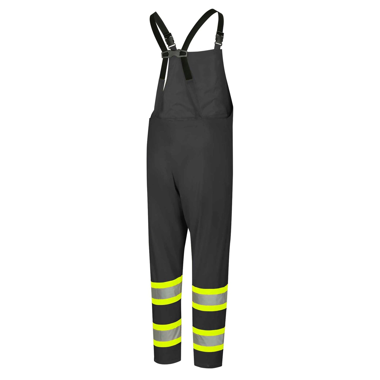 Pioneer Waterproof Lightweight Safety Rain Suit - Hi Vis Reflective Work Rain Gear - Safety Jacket &Bib Pants - Black Medium
