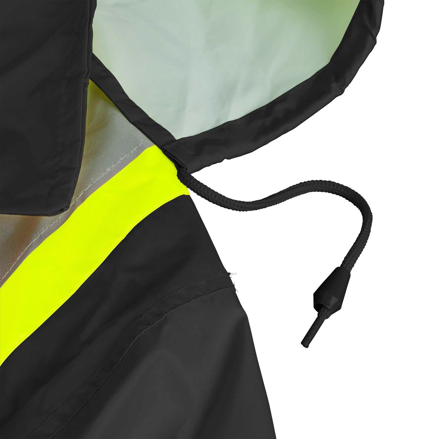 Pioneer Waterproof Lightweight Safety Rain Suit - Hi Vis Reflective Work Rain Gear - Safety Jacket &Bib Pants - Black Medium