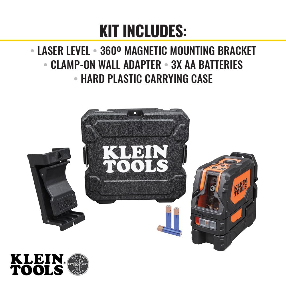 Klein Tools Self-Leveling Cross-Line Laser Level with Plumb Spot, 93LCLS