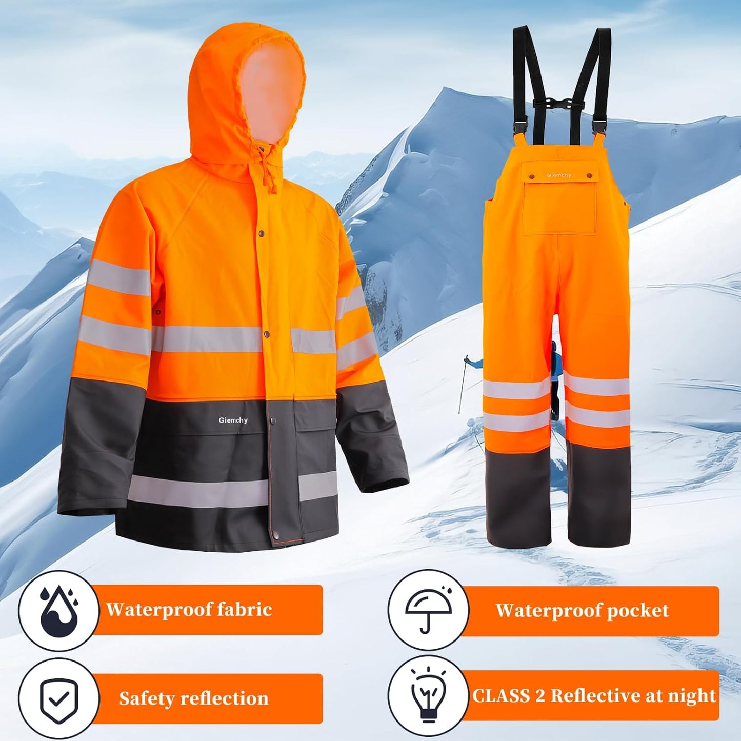 Giemchy Rain Suit For Men & Women Waterproof Heavy Duty Rain Gear Outdoor All-Sport Work Fishing Jacket & Trouser Raincoats