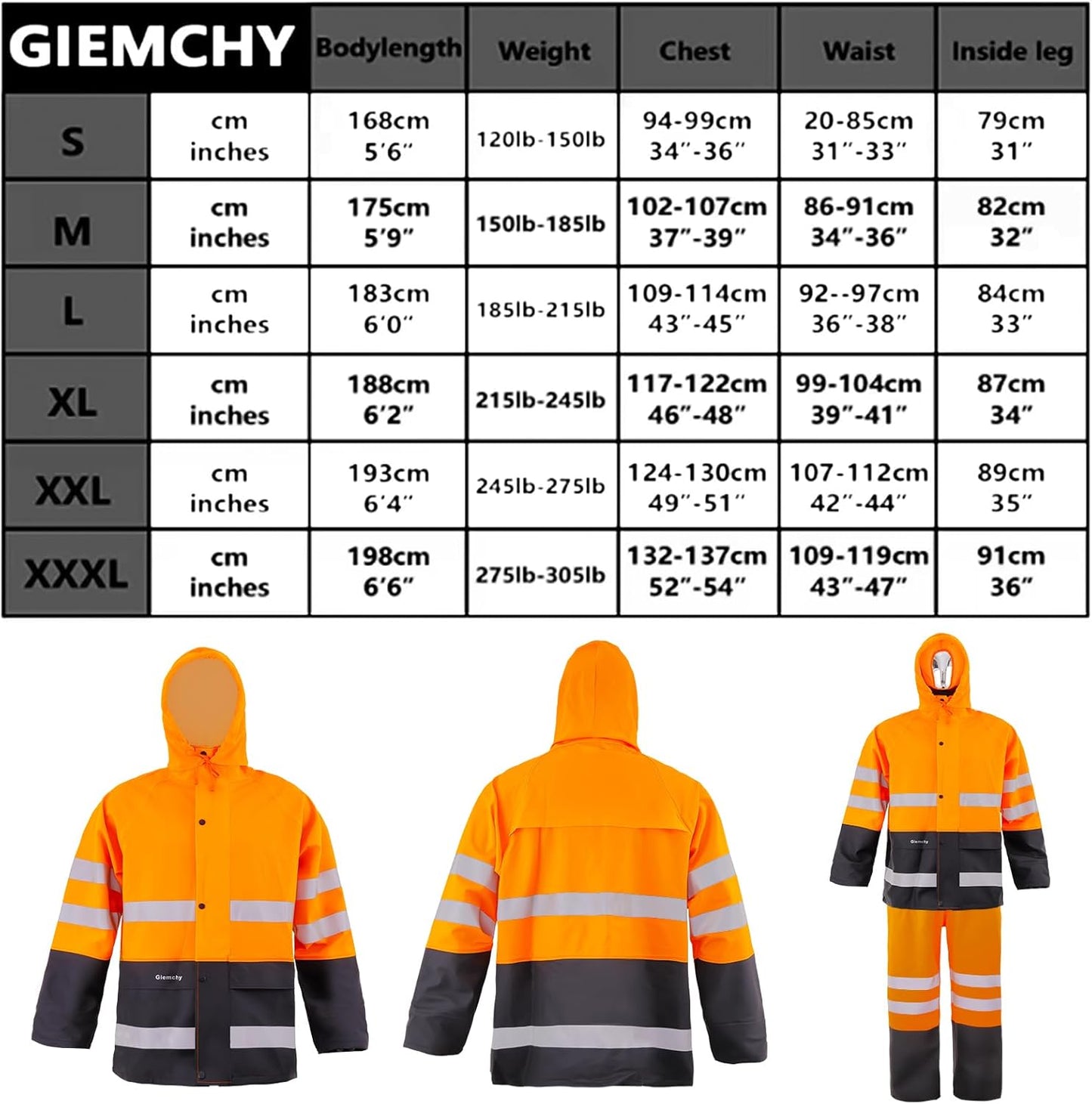 Giemchy Rain Suit For Men & Women Waterproof Heavy Duty Rain Gear Outdoor All-Sport Work Fishing Jacket & Trouser Raincoats