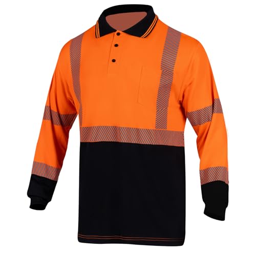 FONIRRA Hi Vis Shirt for Men Work Reflective Polo Shirts Class 3 High Visibility Construction Bamboo Viscose T Shirt