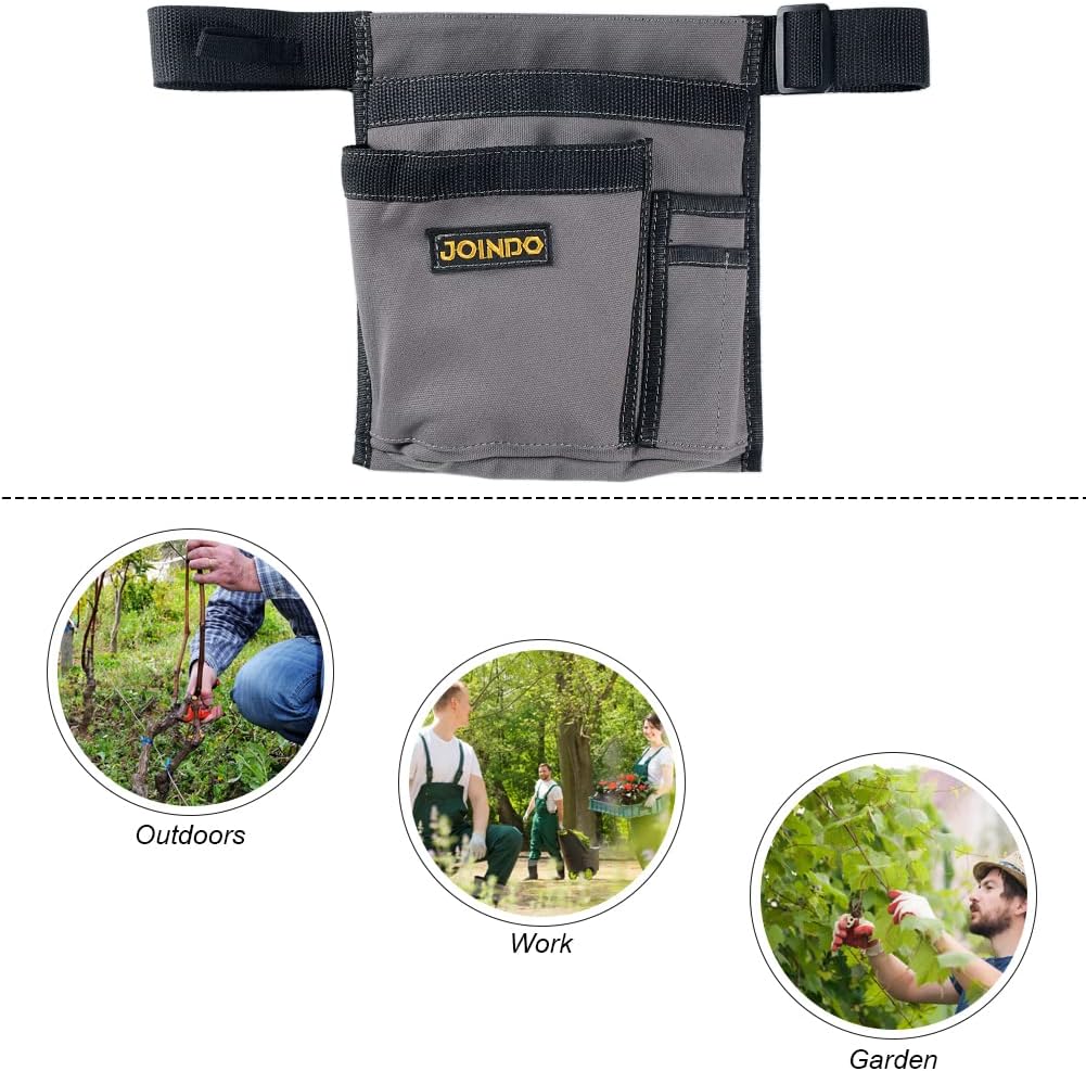 JOINDO Tool Pouch Belt, Utility Belt Bag with 5 Pockets, Tool Apron Pouch, Garden Tool belt for Men Women Carpenters Electricians Mechanics