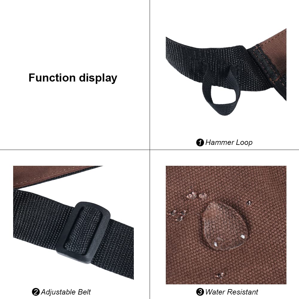 JOINDO Tool Pouch Belt, Utility Belt Bag with 5 Pockets, Tool Apron Pouch, Garden Tool belt for Men Women Carpenters Electricians Mechanics