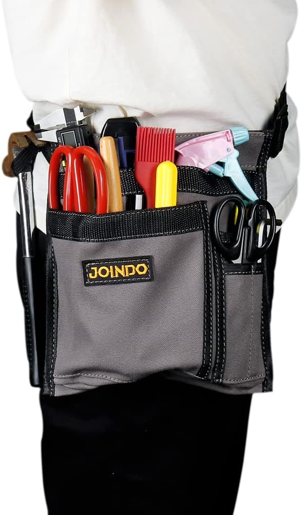 JOINDO Tool Pouch Belt, Utility Belt Bag with 5 Pockets, Tool Apron Pouch, Garden Tool belt for Men Women Carpenters Electricians Mechanics