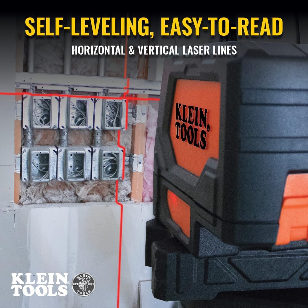 Klein Tools Self-Leveling Cross-Line Laser Level with Plumb Spot, 93LCLS
