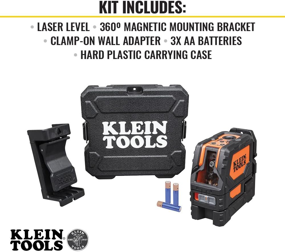 Klein Tools Self-Leveling Cross-Line Laser Level with Plumb Spot, 93LCLS