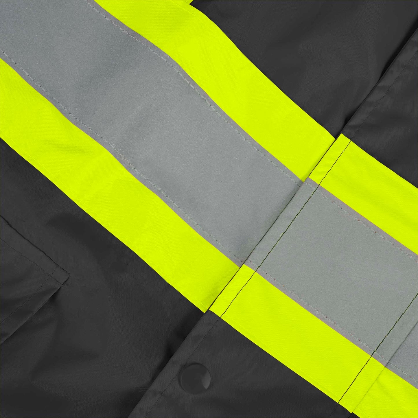Pioneer Waterproof Lightweight Safety Rain Suit - Hi Vis Reflective Work Rain Gear - Safety Jacket &Bib Pants - Black Medium