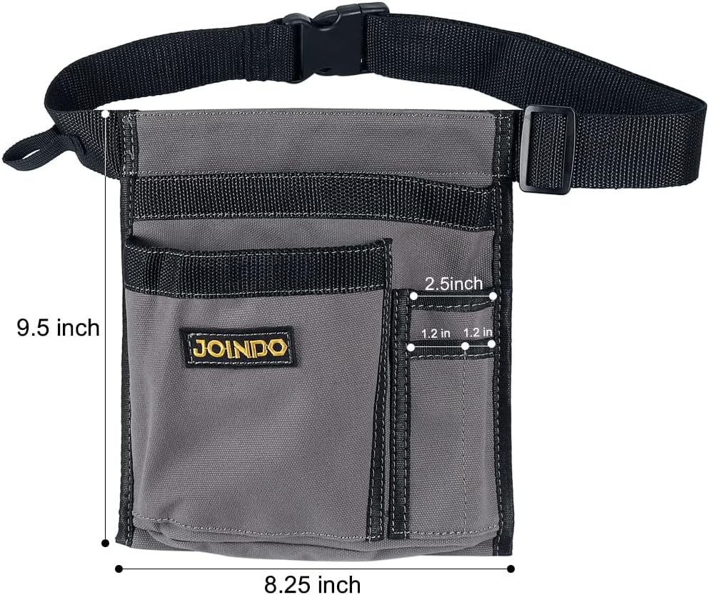 JOINDO Tool Pouch Belt, Utility Belt Bag with 5 Pockets, Tool Apron Pouch, Garden Tool belt for Men Women Carpenters Electricians Mechanics